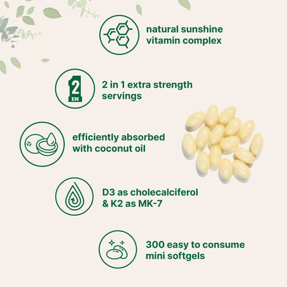 Vitamin D3 + K2 Supplement Softgels